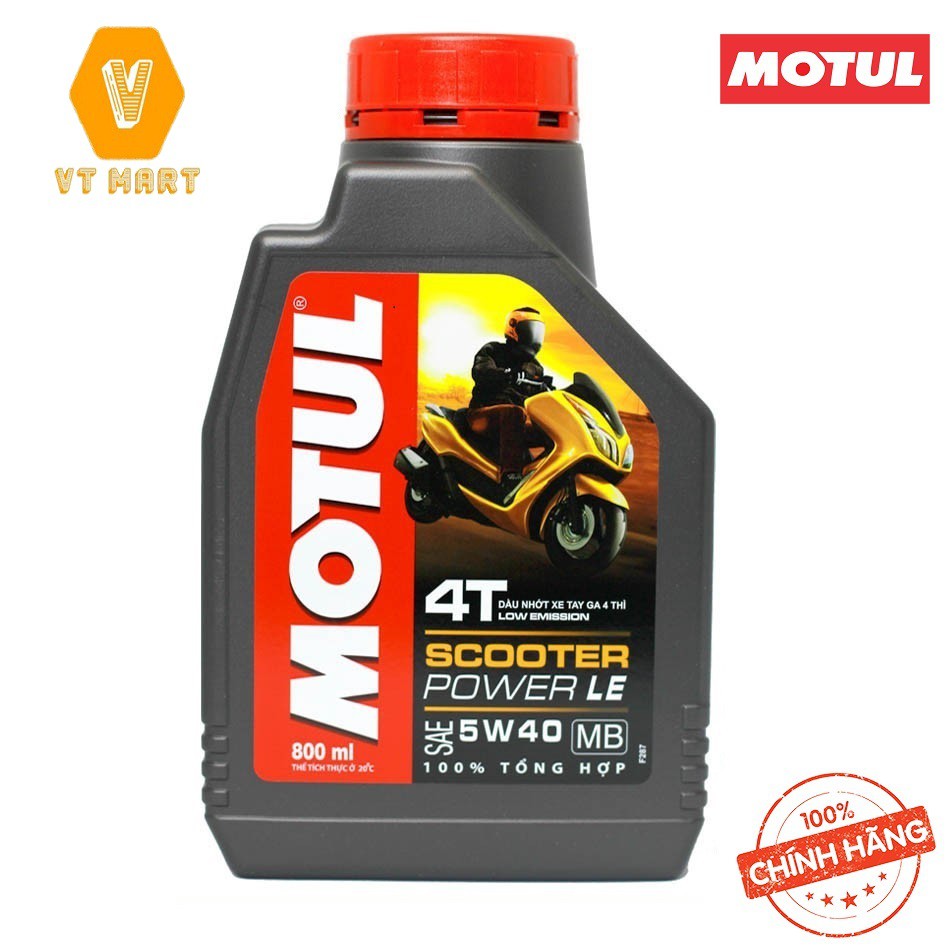 Combo Nhớt Motul Scooter Power LE SAE 5W40 MB 0.8L + Nhớt Hộp Số Motul Scooter Gear Plus 80W90 120ml Dành Cho Xe Tay Ga