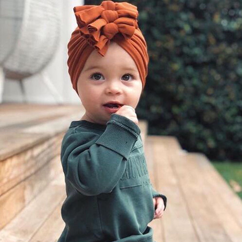 Mũ Turban Thắt Nơ Chất Liệu Mềm Mại Co Giãn Thoải Mái Cho Bé