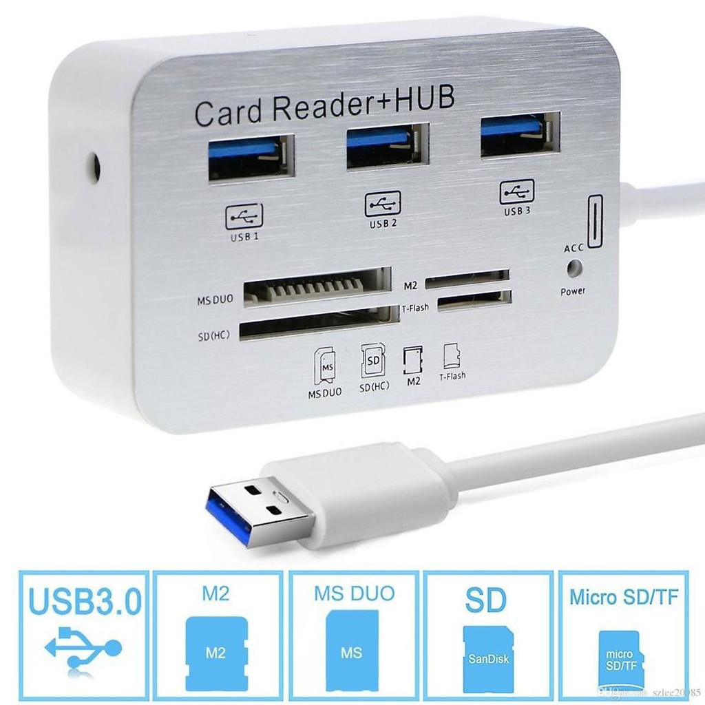 Hub usb 3.0 có khe đọc thẻ nhớ đa năng