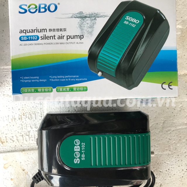 Máy sủi khí oxy sobo aquarium sb 1102silentpump 1 vòi : tặng kem 1 quả sủi và 2 m dây sủi