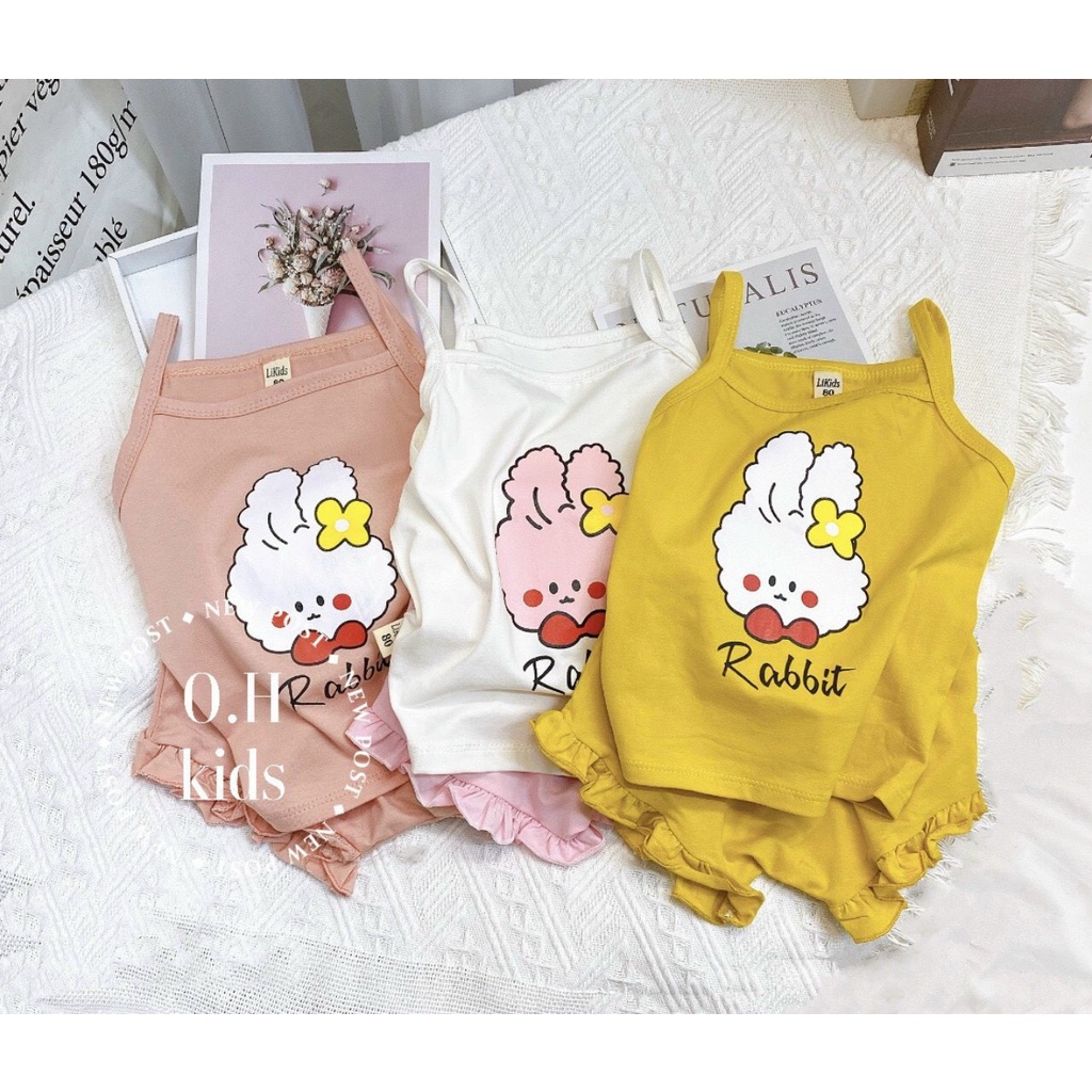 |FAMARAL2 giảm 10k cho đơn 50k|Bộ quần áo 2 dây trẻ em rabbit chất cotton cho bé gái 8-18kg