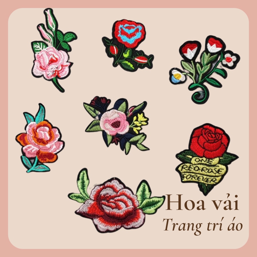 Sticker ủi áo hoa vải thêu cao cấp -DÙNG LÀM BÔNG CÀI ÁO HAY HÌNH ỦI ÁO TRANG TRÍ VÁY, ĐẦM, ÁO DÀI HOẶC LÀM MIẾNG VÁ ÁO