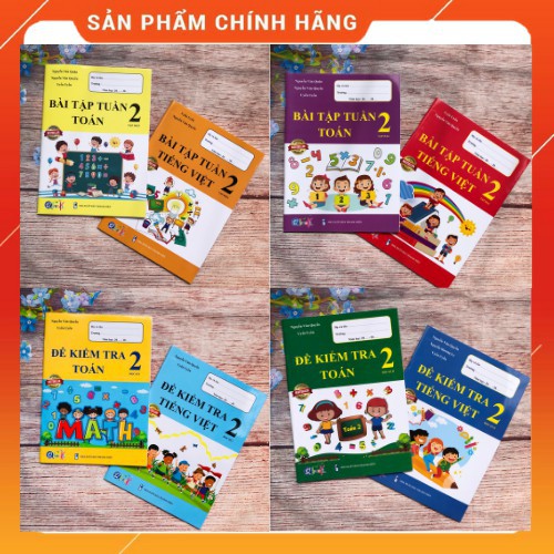 Combo bài tập tuần và đề kiểm tra toán tiếng việt 2 - cả năm (8 quyển) [TD92]