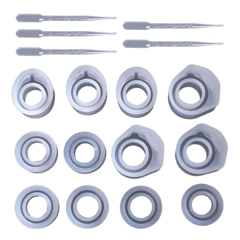 1 Bộ Khuôn Silicone 3 Kích Cỡ Làm Nhẫn Epoxy Resin DIY