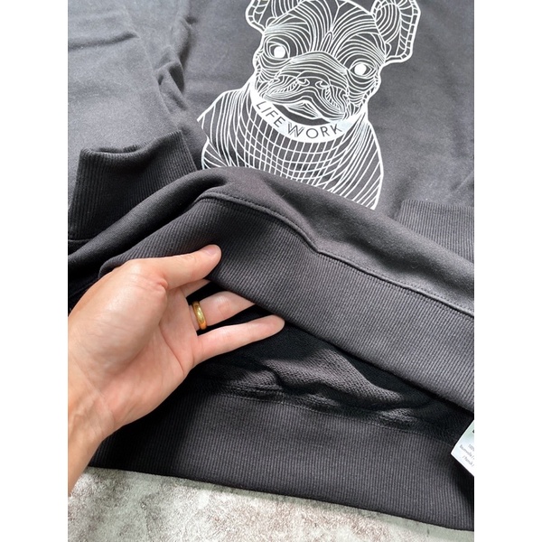 Áo nỉ Lifework sweater Nam, Nữ tay dài cổ tròn thun da cá hàng loại 1