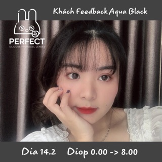 Link 1 (Giá 1 Chiếc) 14.2 (0.00 -> 8.00) Aqua Black Kính Áp Tròng