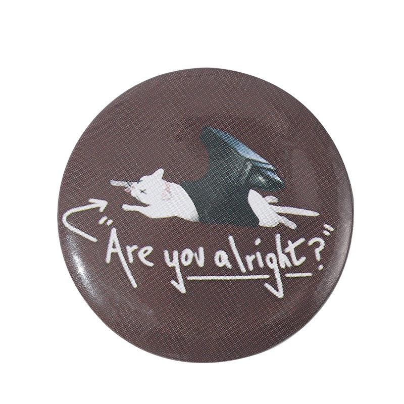 Ghim Cài Áo Hình Tròn Bằng Kim Loại In Chữ Tiếng Anh/ Chú Ếch/ Con Ếch Hoạt Hình Đơn Giản Dùng Làm Quà Tặng