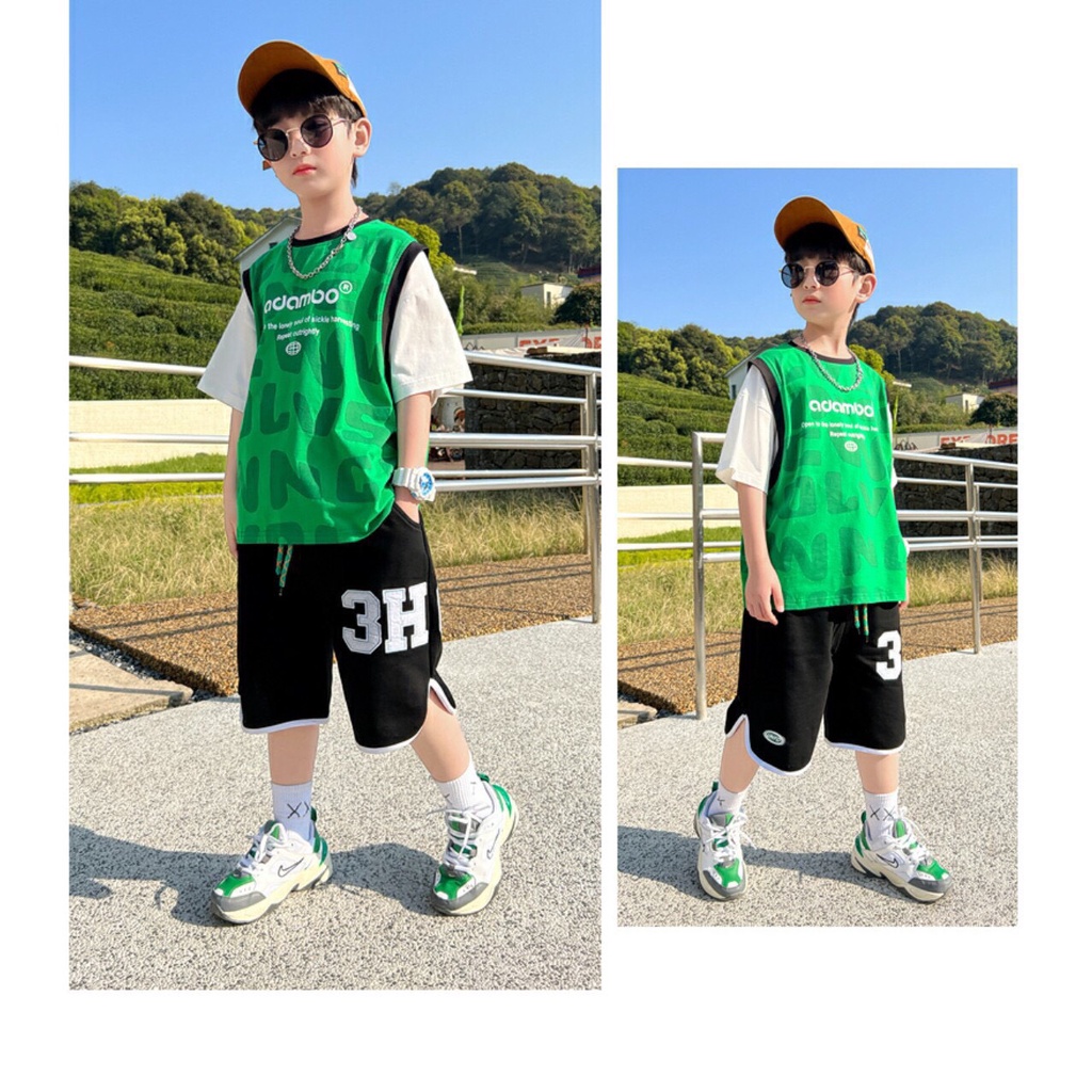Sét Hip Hop / Bộ Đùi ngắn Hip Hop cá tính và năng động cho bé Trai Cam kết hàng đẹp như hình Size Từ 18-45kg
