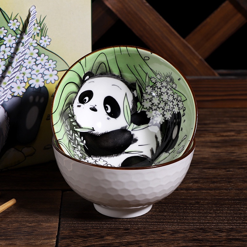 Bộ 6 chén ăn cao cấp bằng sứ decor bàn ăn kèm đũa