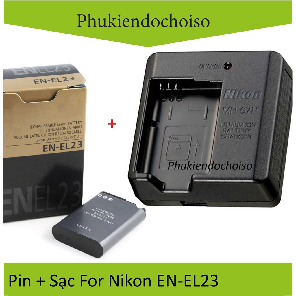 Bộ pin sạc thay thế 1 Pin 1 Sạc máy ảnh Nikon EN-EL23