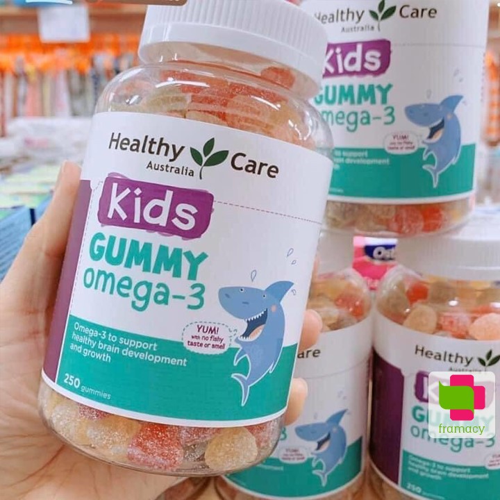 Kẹo dẻo Healthy Care Kids Gummy Omega 3/ Multivitamin, Úc (250 viên) bổ sung chất cho trẻ 2 tuổi trở lên