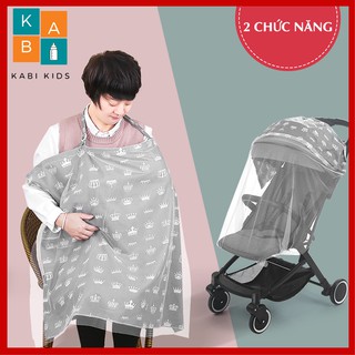 Áo choàng cho bé bú, áo chống nắng cho bé đa năng 2 lớp có thể làm mùng che cho bé chống côn trùng, 100% cotton 4 chiều