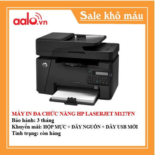 MÁY IN ĐA CHỨC NĂNG HP LASERJET M127FN - KÈM HỘP MỰC , DÂY NGUỒN , DÂY USB MỚI - AALO.VN