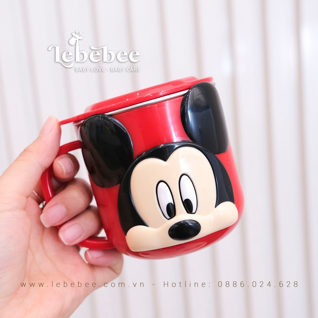 Cốc uống nước inox có nắp họa tiết 3D Disney cho bé - Lebebee