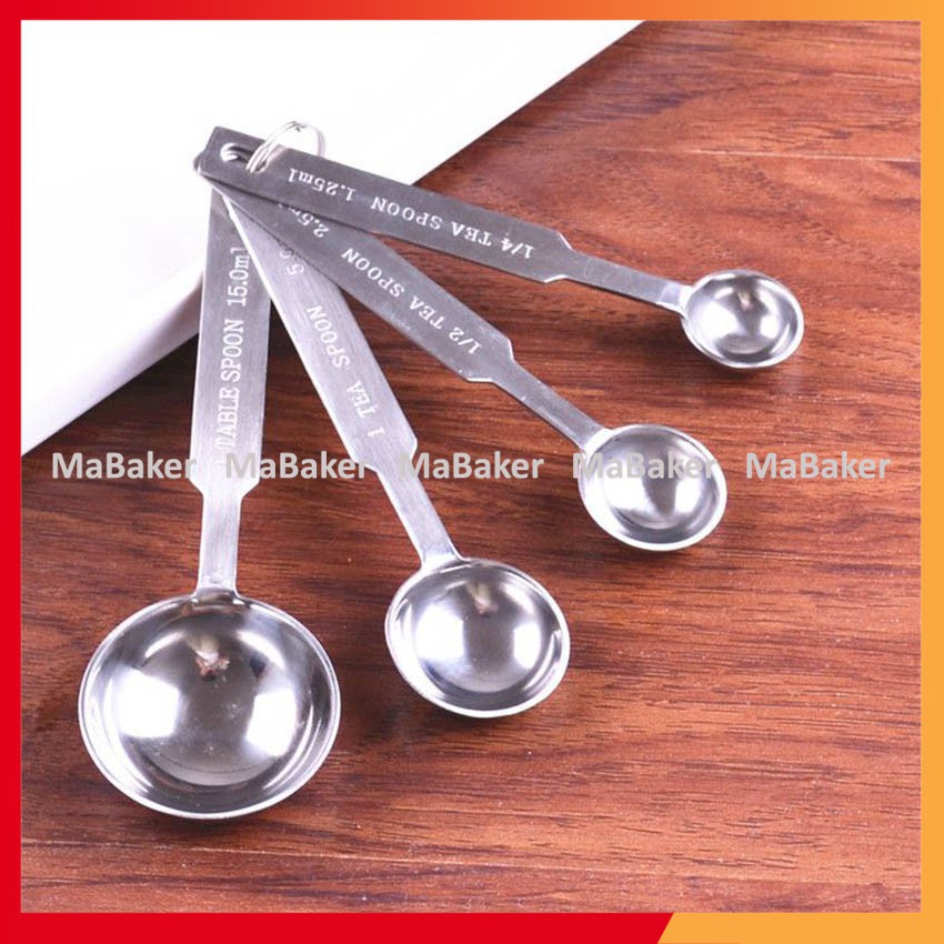 [Freeship] Bộ thìa đong inox cao cấp 4 chiếc - MaBaker