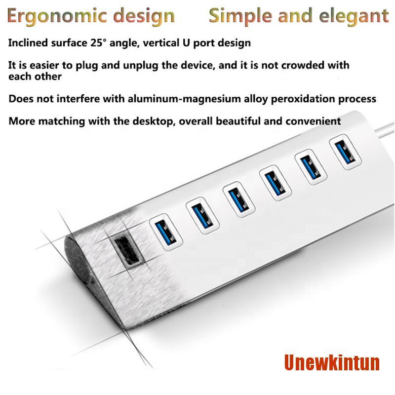 UNewkin USB 3.0 Hub Powered 7 Port Data Hub SuperSpeed Adapter for Windows Mac PC