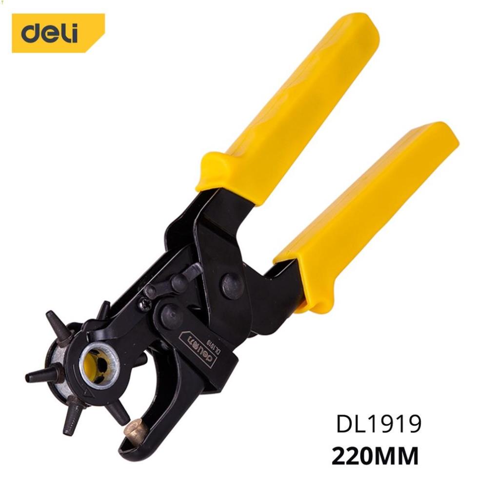 Kìm Bấm Lỗ 9 Inch Deli Tools Màu Đen Cao Cấp - Kích Thước Lỗ Bấm Đa Dạng Phù Hợp Với Nhiều Nhu Cầu Khác Nhau - DL1919 .