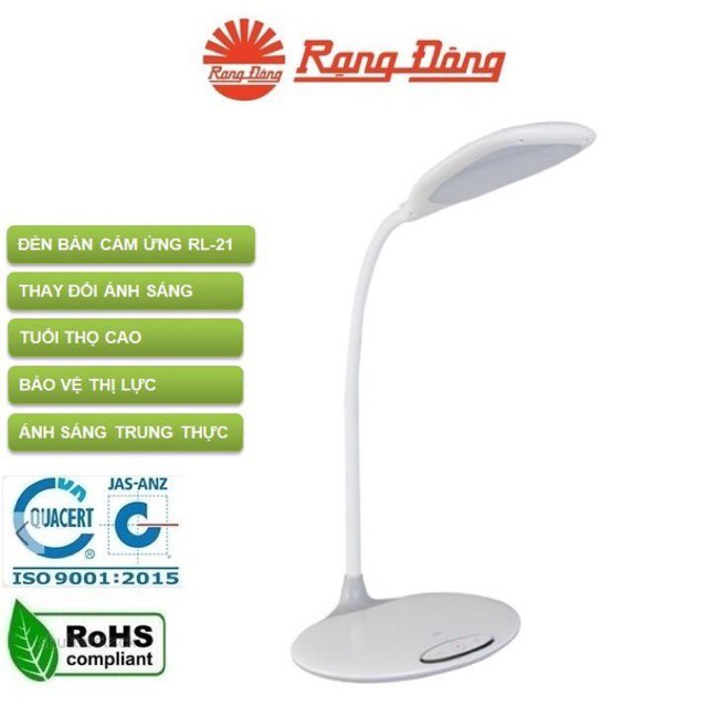 Đèn Bàn Cảm Ứng LED Rạng Đông - RD-RL-21.LED, Thay Đổi Ánh Sáng, 5 Mức Sáng