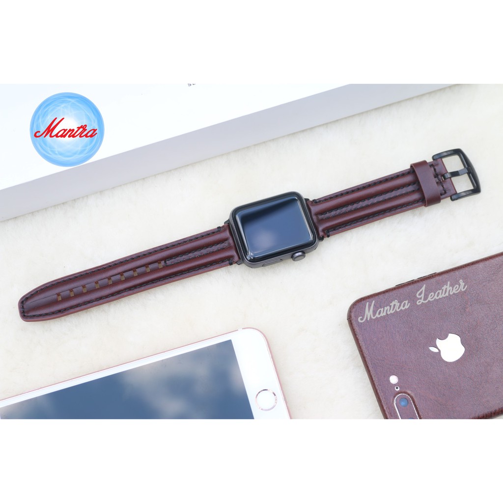 Dây Da Bò Sinewy phong cách Bụi bậm, Hầm hố dành cho Apple Watch Size 38mm / 40mm / 42mm / 44mm