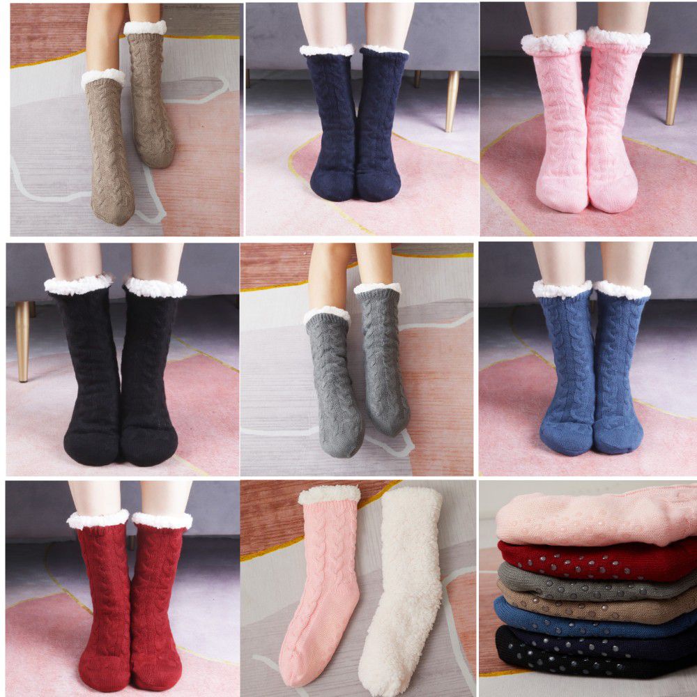 soft Slippers Boots Bootle Fuzzy Socks Warm Winter Thick Comfy Fleece Non Slip