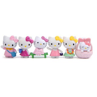 Bộ 6 Mô Hình Mèo Hello Kitty Trang Trí Xe Hơi , Bánh Sinh Nhật - M01