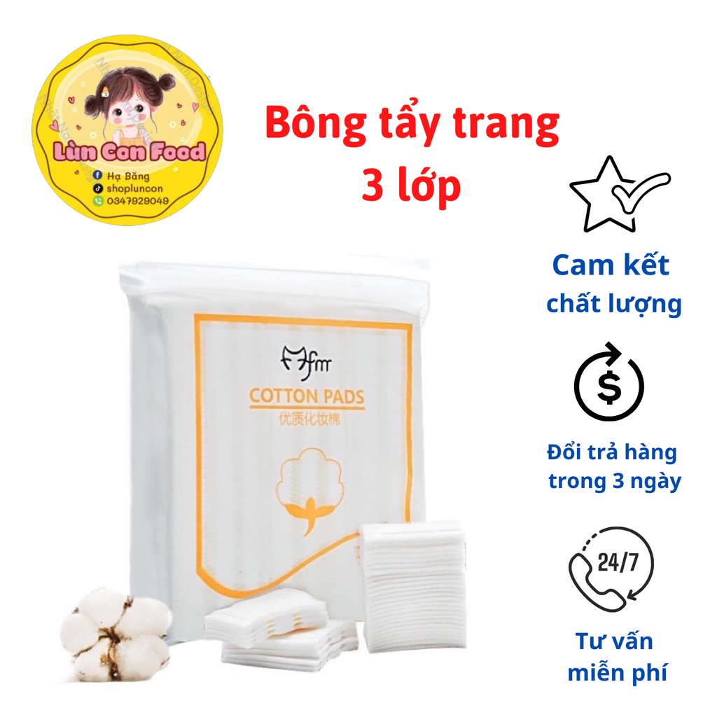 Bông tẩy trang 3 lớp Cotton Pads Túi 222 miếng - Lùn Con Food