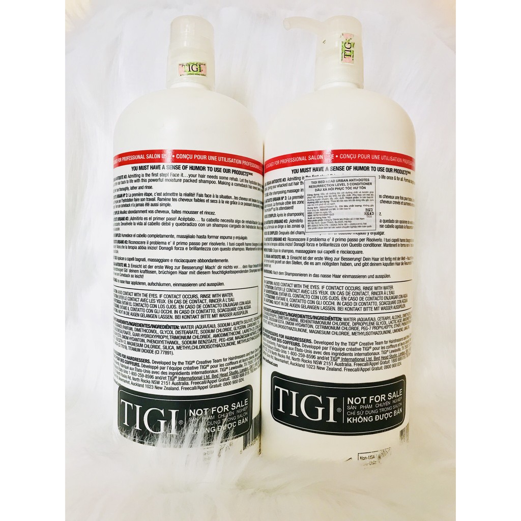 Cặp dầu gội, dầu xả Tigi Bed Head No.3 1500ml*2 dành cho tóc hư tổn, hàng chính hãng