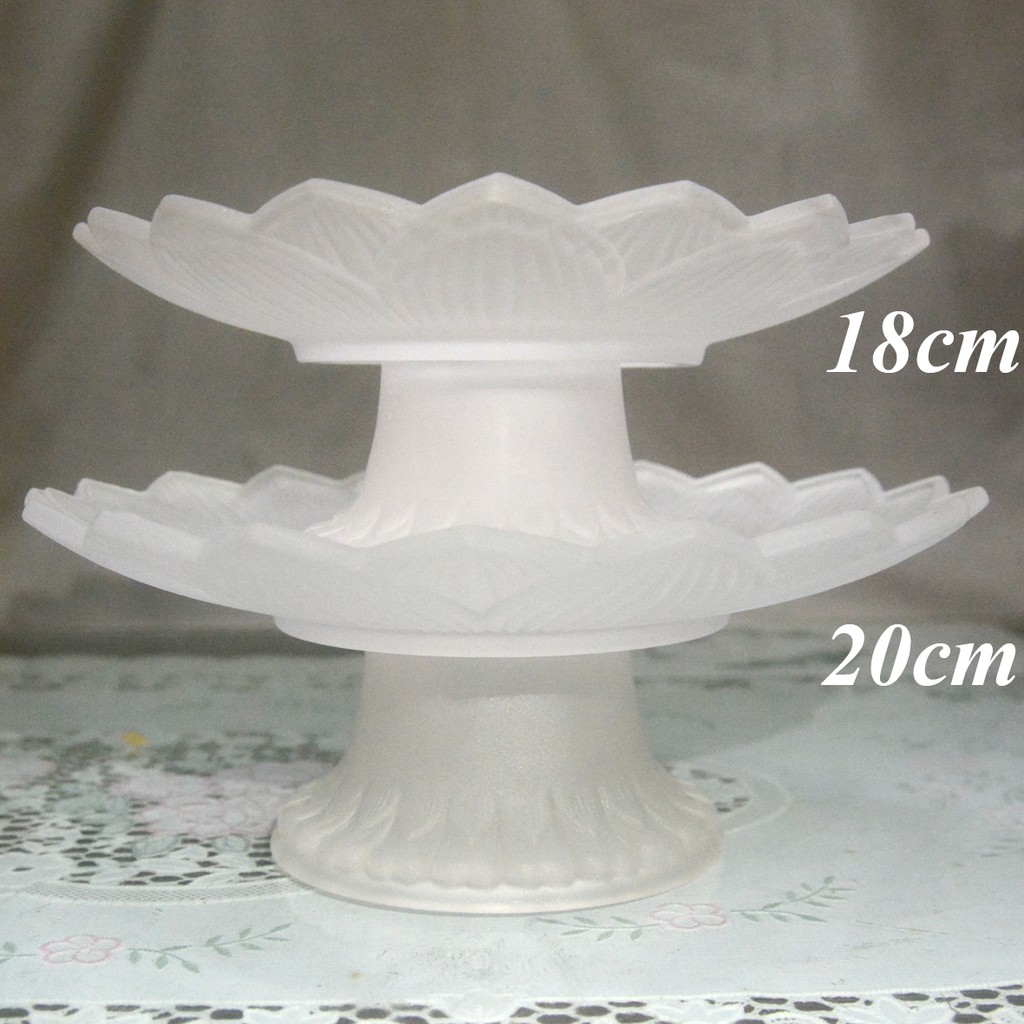 Dĩa trái cây thờ cúng lưu ly trắng-Hai cỡ