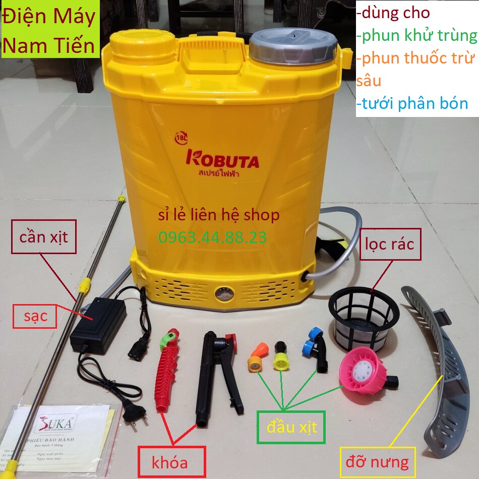 Bình phun thuốc trừ sâu 18L,bình xịt điện tưới cây KUBOTA - binh xit dien