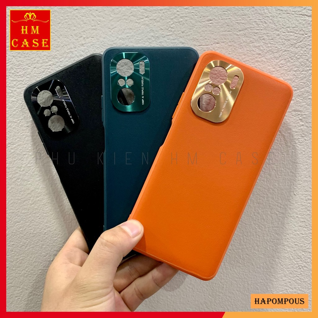 Ốp lưng Xiaomi Poco F3 / Redmi K40 / K40 Pro / K30 / Poco X2, Viền camera kim loại, Mặt lưng da, Viền dẻo