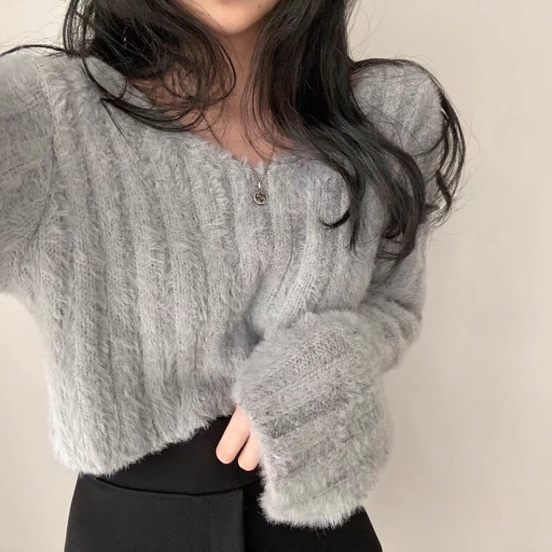 Áo crotop len lông dày dặn