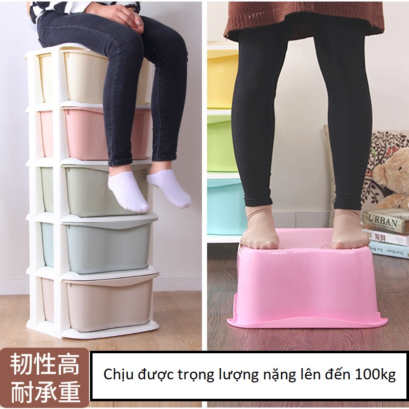 Tủ nhựa lắp ghép AMIZIN Tủ nhựa quần áo trẻ em ngăn kéo 5 tầng có bánh xe dễ dàng di chuyển
