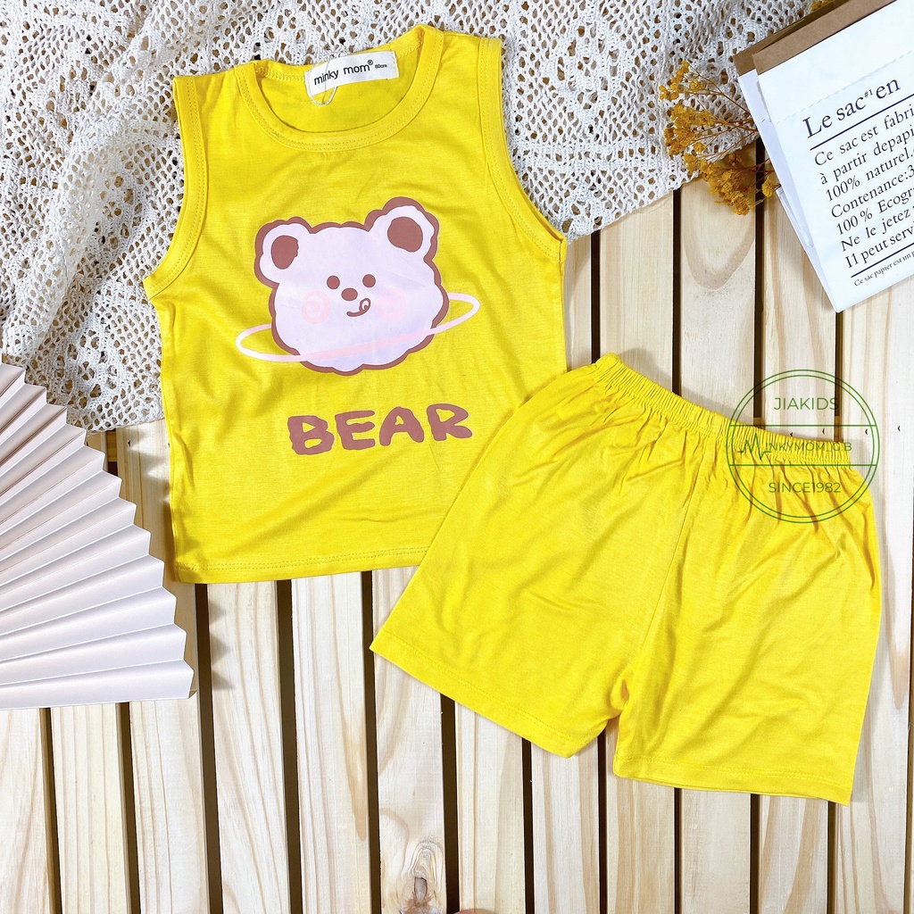 [SIZE ĐẠI] Bộ Ba Lỗ Bé Gái, Bé Trai Minky Mom Vải Thun Lạnh Thỏ Hồng Gấu Bear, Áo Thun 3 Lỗ Cho Bé Mặc Hè MKM3LO2116