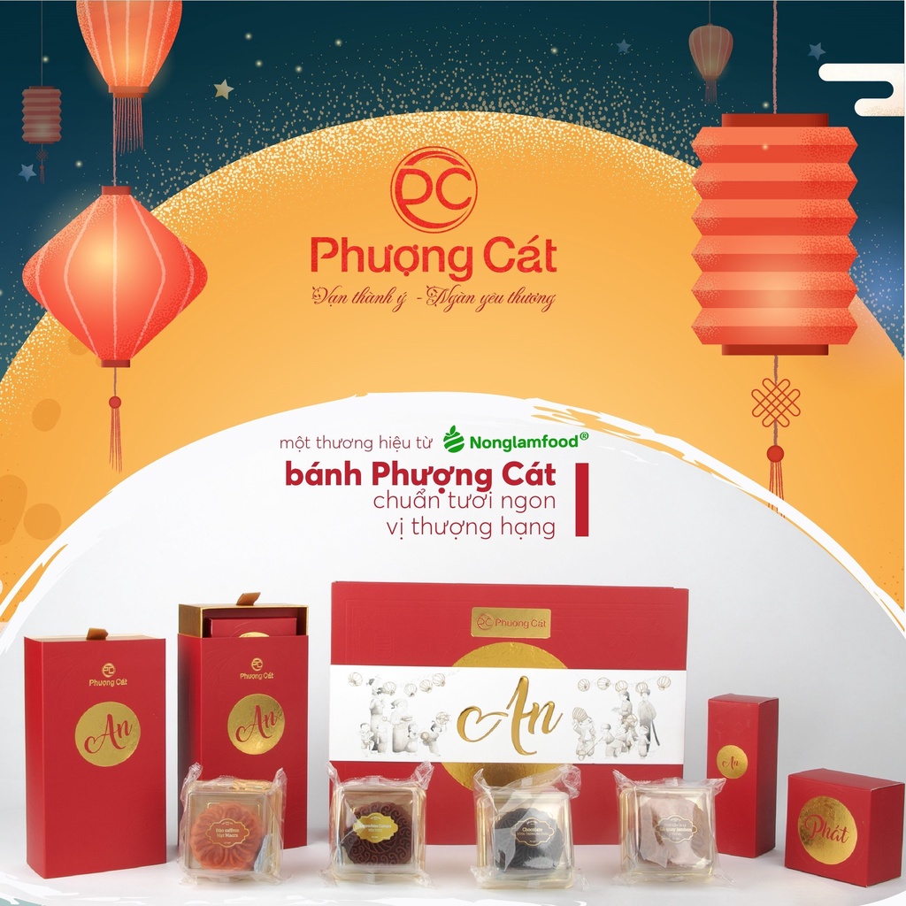 Bánh trung thu An Khang Nonglamfood - Hộp 4 bánh 1 trà ô lông