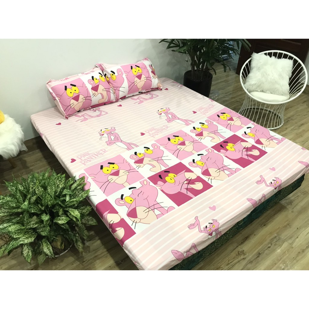 Bộ ga chun và 2 áo gối nằm Emmidecor - mẫu Hổ hồng, drap cotton poly | WebRaoVat - webraovat.net.vn