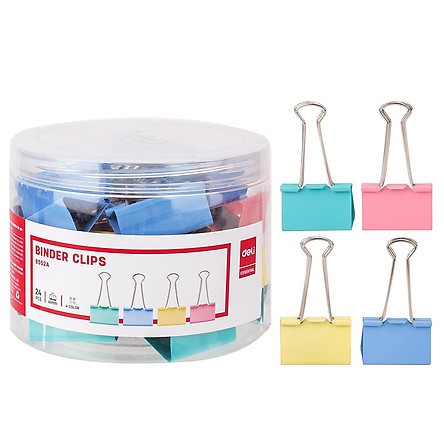 Kẹp bướm màu 41mm Deli - 24 chiếc hộp - E8552A