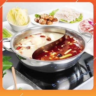 NỒI LẨU INOX 2 ❤️FREESHIP❤️ NGĂN 30 CM DÙNG ĐƯỢC CẢ BẾP TỪ BẾP GA, BỘ KÈM VUNG KÍNH  [HÀNG ĐẸP]