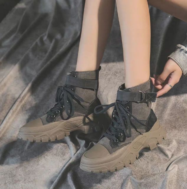 [BOOT- VIDEO THẬT] GIÀY CAO CỔ VẢI KAKI | BigBuy360 - bigbuy360.vn