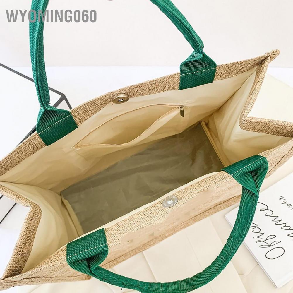 Túi Xách Đựng Hộp Cơm Trưa Vải Lanh Cầm Tay Sức Chứa Lớn Thoải Mái Cho Nữ Wyoming060