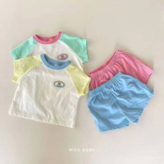Set Áo Thun Tay Ngắn Phối Quần Short Dáng Rộng Thời Trang Xuân Hè Màu Sắc Xinh Xắn Cho Bé