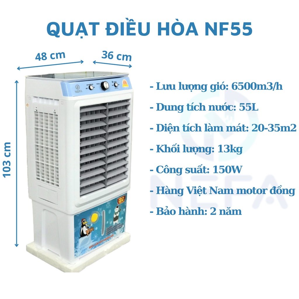 Quạt Điều Hòa NF55C 55 Lít, Quạt Hơi Nước Cho Phòng Khách Và Hộ Kinh Doanh NEFA