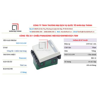 Công tắc B 1 chiều Panasonic WEV5521SW/ WEV5521-7SW