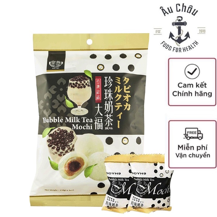 Combo 3 gói mochi trà sữa Đài Loan kem lạnh Royal Family dẻo ngon ít calo 120g 9 bánh