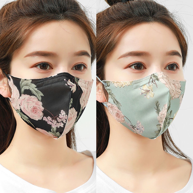 Khẩu Trang cotton Siêu Mỏng Thoáng Khí Hình Hoa 3D Thời Trang Mùa Hè Dành Cho Nữ 2022