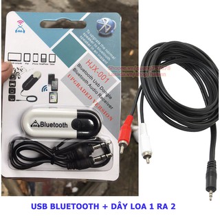 Usb bluetooth HJX-001+ dây loa 1 ra 2 biến loa thường thành loa bluetooth
