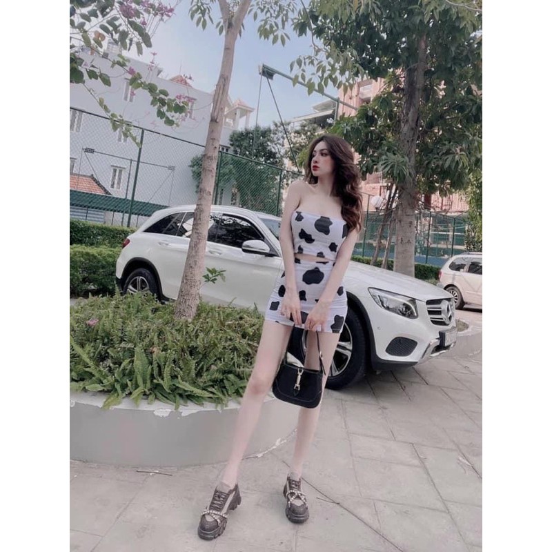 [Mã FAMAYWA2 giảm 10K đơn 50K] Sét bộ nữ áo ống + chân váy thun bò sữa