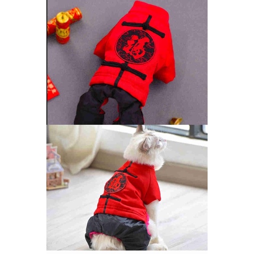 Bộ đồ Tết lót lông 4 chân cho chó mèo 🧧