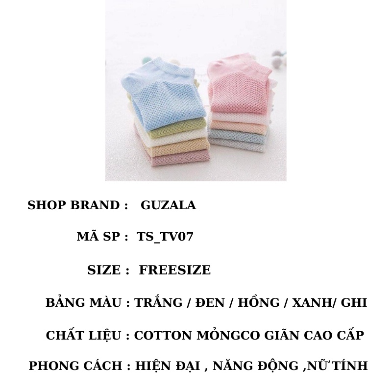 Sét 10 Đôi Tất Nữ / Vớ Nữ Lưới Thông Hơi Khử Khuẩn ,thoáng khí chống hôi chân cao cấp_TS-TV07