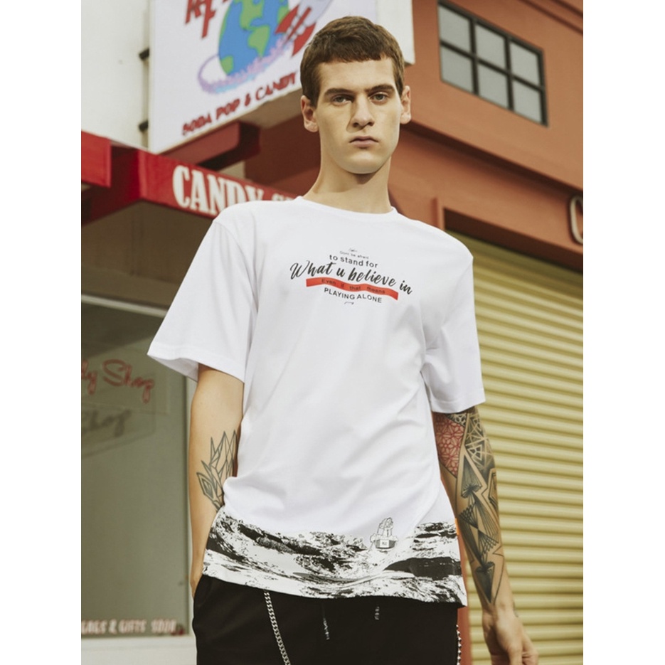 Áo thun ngắn tay nam nữ MEANSTORE phông cotton vải mát hình in hai mặt màu đen, trắng - What u