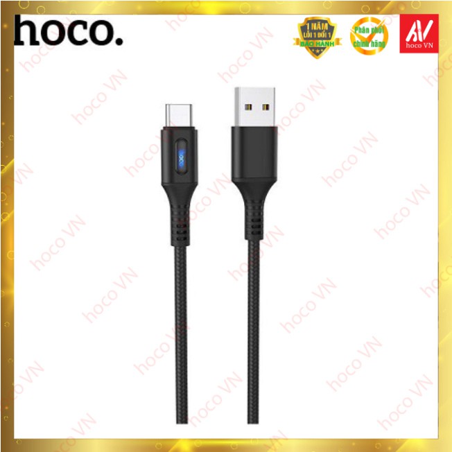 Cáp Sạc Nhanh Hoco U79 Type-C tích hợp đèn báo trên chuôi sạc và hỗ trợ truyền dữ liệu ,tự ngắt khi pin đầy